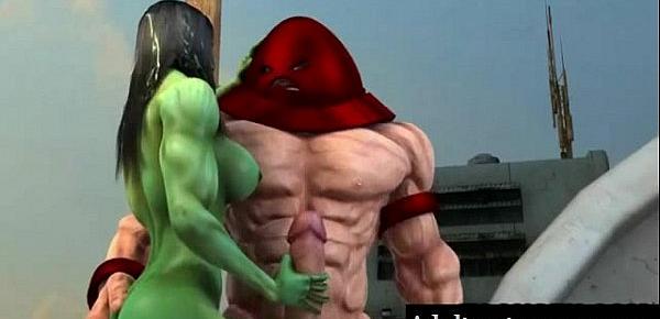  3D Toon Mutant Babe Gets Fucked Hard Outdoors
